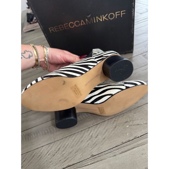Rebecca Minkoff Izette Too Zebra Calf Hair Ankle Boots Booties Size 6 - Picture 8 of 9